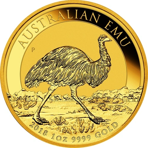 Vorderseite Goldmünze 1 Unze Australien Emu 2018, der Hersteller Perth Mint Australia Vorderseite Goldmünze 1 Unze Australien Emu 2018, der Hersteller Perth Mint Australia