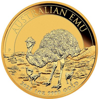 Vorderseite Goldmünze 1 Unze Australien Emu 2022, der Hersteller Perth Mint Australia