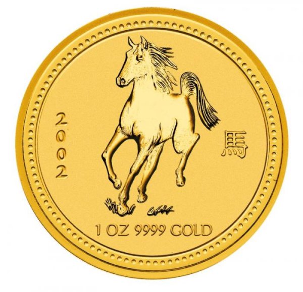 Motivseite der 1 Unze Gold Lunar I Pferd