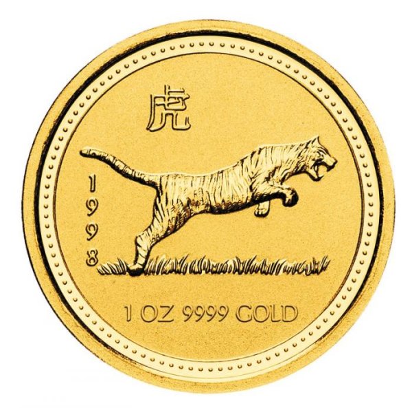 Motivseite der 1 Unze Gold Lunar I Tiger 1998