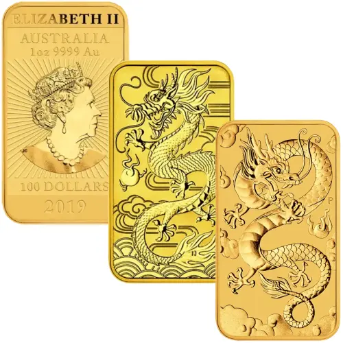 1 Unze Gold Münzbarren Rectangular Dragon diverse Jahrgänge