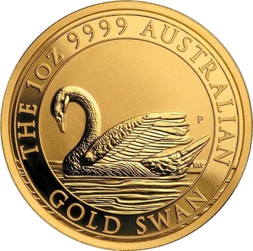 Vorderseite Goldmünze 1 Gold Australien Schwan 2017, der Hersteller Perth Mint