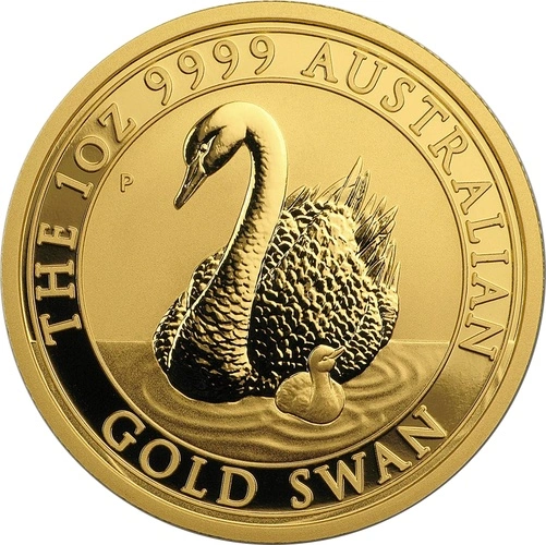 Vorderseite Goldmünze 1 Gold Australien Schwan 2018, der Hersteller Perth Mint Vorderseite Goldmünze 1 Gold Australien Schwan 2018, der Hersteller Perth Mint