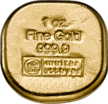 Rückseite Goldbarren 1 Unze, der Hersteller Heimerle & Meule