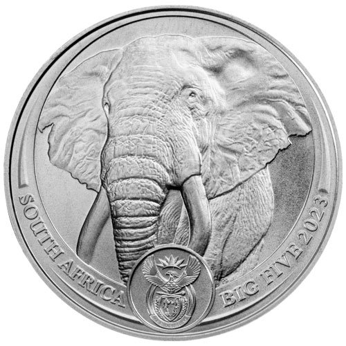 1 Unze Platin The Big Five Elefant 2023 Vorderseite