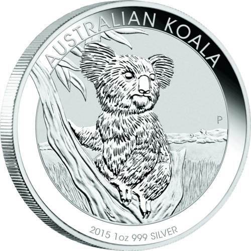 Seitenansicht der 1 Unze Silber Australian Koala 2015 von Hersteller Perth Mint