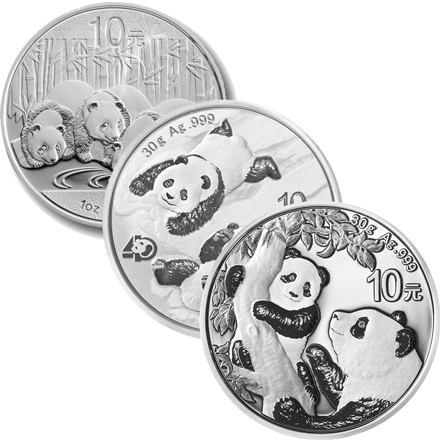1 Unze Silber China Panda diverse Jahrgänge