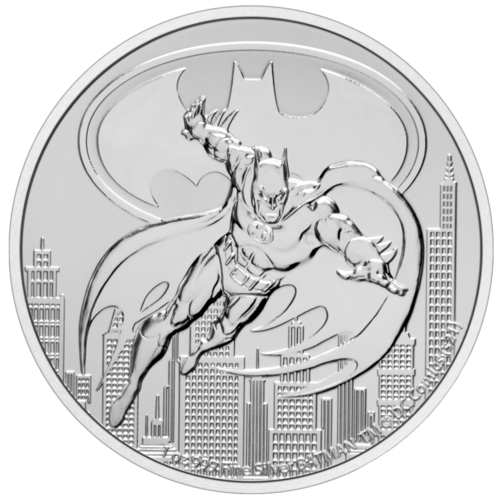 Vorderseite der 1 Unze Silber Niue DC Comics Batman 2021 von Hersteller New Zealand Mint