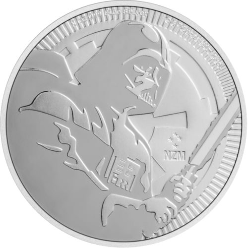 Vorderseite 1 Unze Silber Star Wars Darth Vader 2020 von Hersteller New Zealand Mint