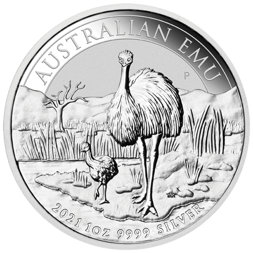 Vorderseite der 1 Unze Silber Australien Emu 2021 von Hersteller Perth Mint