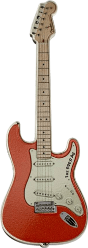 1 Unze Silber Fender Stratocaster Fiesta Red 2022 - Polierte Platte