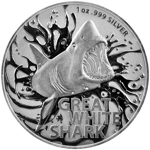 Vorderseite der 1 Unze Silber Großer Weißer Hai 2021 von Hersteller Royal Australian Mint