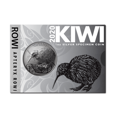1 Unze Silber Kiwi 2020 Black Nickel in einer Blisterkarte von Hersteller New Zealand Post