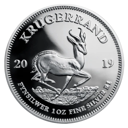 Vorderseite der 1 Unze Silber Krügerrand 2019 - Polierte Platte von Hersteller South African Mint