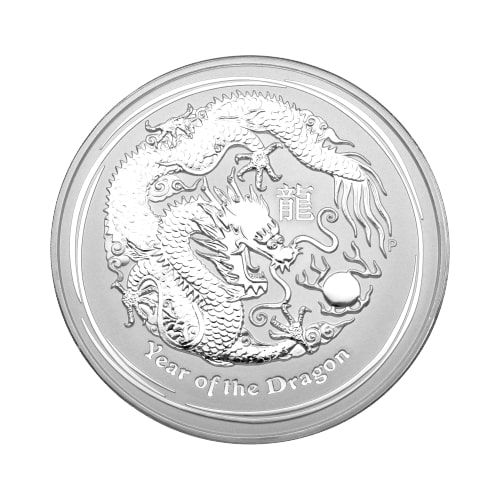 Vorderseite der 1 Unze Silber Lunar II Drache 2012 von Hersteller Perth Mint Australien