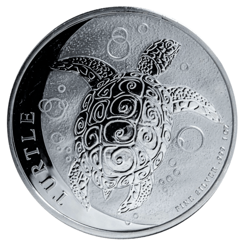 Vorderseite der 1 Unze Silber Niue Meeresschildkröte 2020 von Hersteller New Zealand Mint