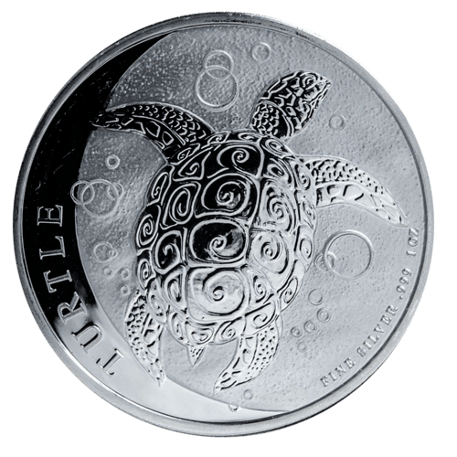 Vorderseite der 1 Unze Silber Niue Meeresschildkröte 2020 von Hersteller New Zealand Mint