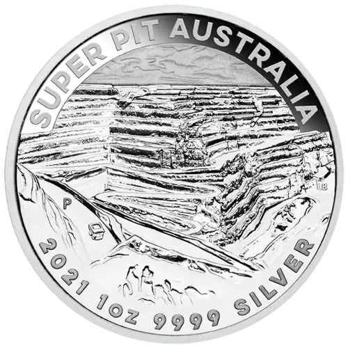 Vorderseite der 1 Unze Silber Australien Super Pit 2021 von Hersteller Perth Mint Vorderseite der 1 Unze Silber Australien Super Pit 2021 von Hersteller Perth Mint