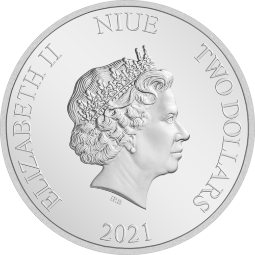 Rückseite der 1 Unze Silber Niue Meeresschildkröte 2021 von Hersteller New Zealand Mint