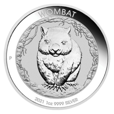 Vorderseite der 1 Unze Silber Australien Wombat 2021 von Hersteller Perth Mint
