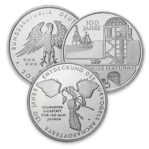 Vorderseiten 10 Euro Silber Gedenkmünzen 2011 von Hersteller Div. dt. Prägeanstalten
