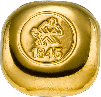 Vorderseite Goldbarren 10 Gramm, der Hersteller Heimerle & Meule