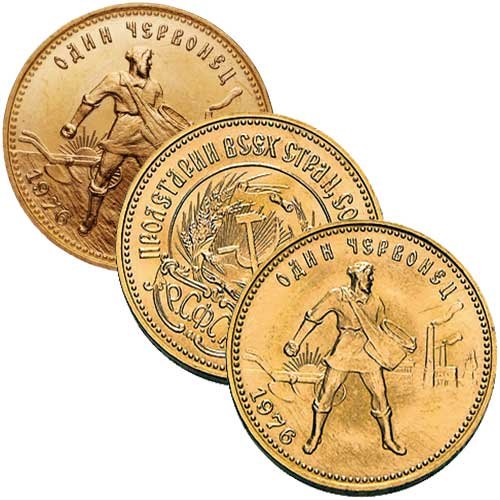 7,74 g Gold Tscherwonetz 10 Rubel Russland diverse Jahrgänge