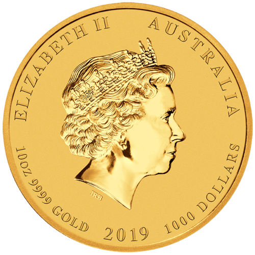 Rückseite 10 Unzen Gold Lunar II Schwein 2019 