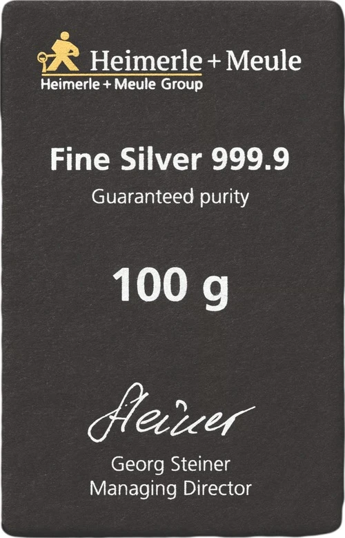 100 g Silberbarren Heimerle und Meule gegossen 100 g Silberbarren Heimerle und Meule gegossen