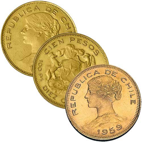 18,3 g Gold Chile 100 Pesos diverse Jahrgänge