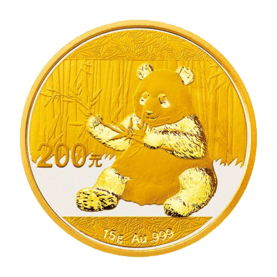 Vorderseite Goldmünze 15 Gramm China Panda 2017, der Hersteller China Mint / China Gold Coin Inc./ Shanghai Mint