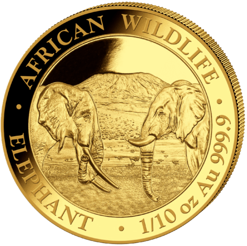 Gold Somalia Elefant 2020 Motiv