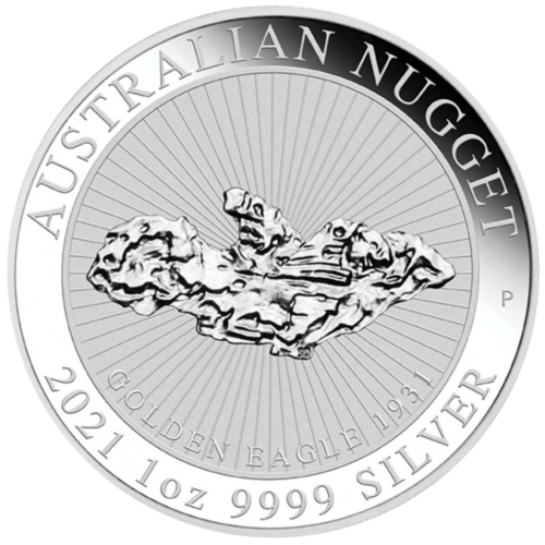 Vorderseite 1 Unze Silber Australien Nugget Golden Eagle 2021 von Hersteller Perth Mint