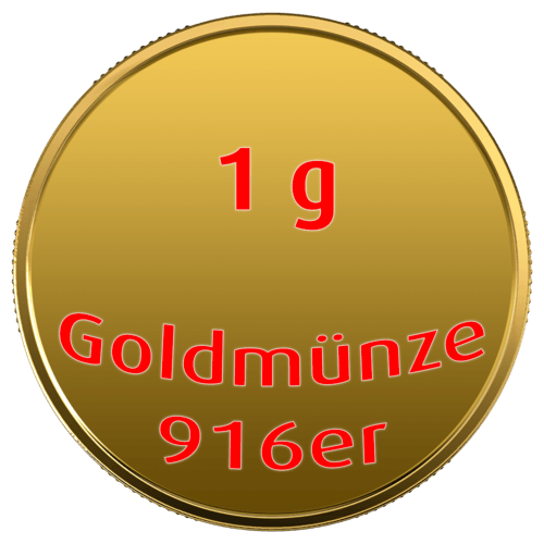 1 g Goldmünze divers (Feingehalt 916/1.000)