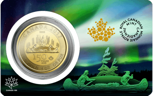 Vorderseite Assay Certificate / Prüfungszertifikat Goldmünze 1 Unze Kanada 150 Jahre Voyageur 2017, der Hersteller Royal Canadian Mint