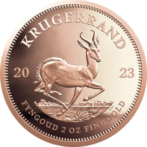 Vorderseite Goldmünze 1 Unze Krügerrand Proof 2023, der Hersteller South African Mint