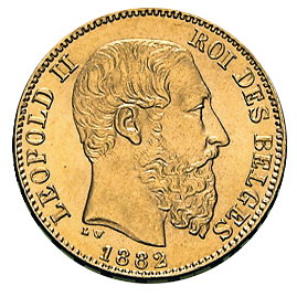 20 Francs Leopold II Goldmünze