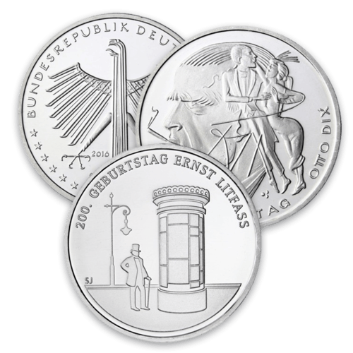 Vorderseiten der 20 Euro Gedenkmünzen ab 2016 von Hersteller Div. dt. Prägeanstalten