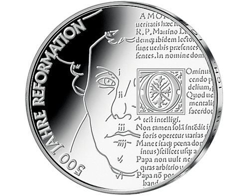 Vorderseite der 20 Euro Gedenkmünze 500 Jahre Reformation 2017 von Hersteller Münze Deutschland