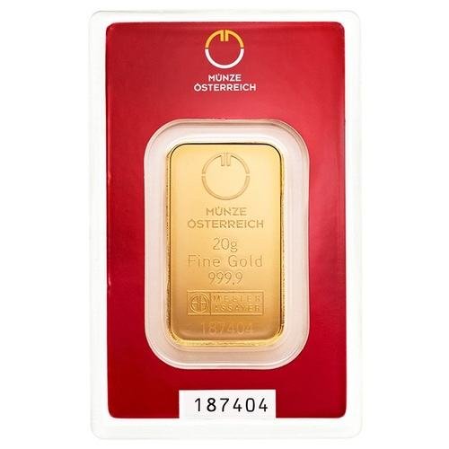 20 g Goldbarren Münze Österreich Blisterverpackung