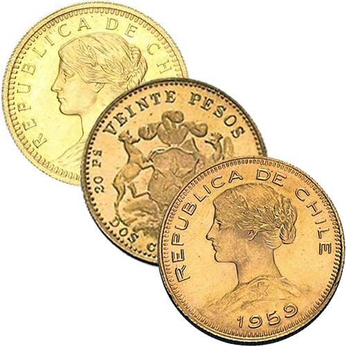 3,66 g Gold Chile 20 Pesos diverse Jahrgänge Sammelbild