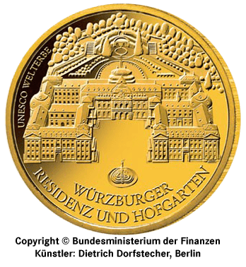 1/2 oz Gold 100 Euro Deutschland 2010 UNESCO Welterbe Würzburger Residenz 