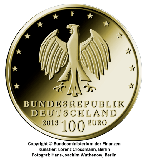 Rückseite 1/2 oz Gold 100 Euro Deutschland 2013 UNESCO Welterbe - Gartenreich Dessau-Wörlitz 