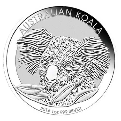 Vorderseite der 1 Unze Silber Australian Koala 2014 von Hersteller Perth Mint