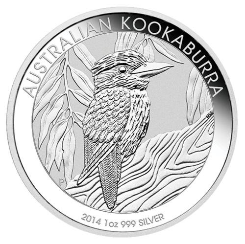 Vorderseite der 1 kg Silber Kookaburra 2014 von Hersteller Perth Mint Australien