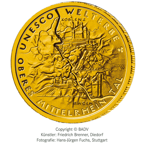 1/2 oz Gold 100 Euro Deutschland 2015 UNESCO Welterbe - Mittelrheintal 