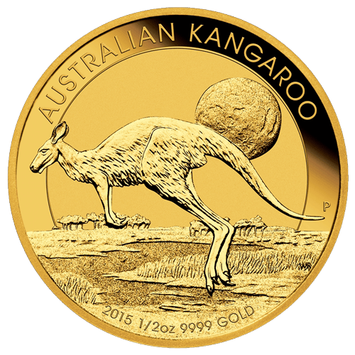 Vorderseite Goldmünze 1/2 Unze Australian Känguru 2015, der Hersteller Perth Mint Australia