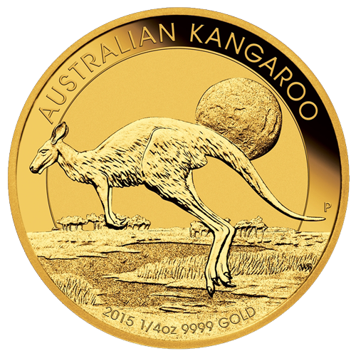 Vorderseite Goldmünze 1/4 Unze Australien Känguru 2015, der Hersteller Perth Mint Australia