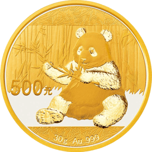 Vorderseite Goldmünze 30 Gramm China Panda 2017, der Hersteller China Mint / China Gold Coin Inc./ Shanghai Mint 