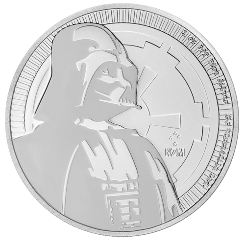 Vorderseite der 1 Unze Silber Star Wars Darth Vader 2017 von Hersteller New Zealand Mint